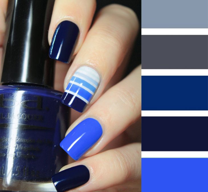Combinações de unhas em cores azuis 
