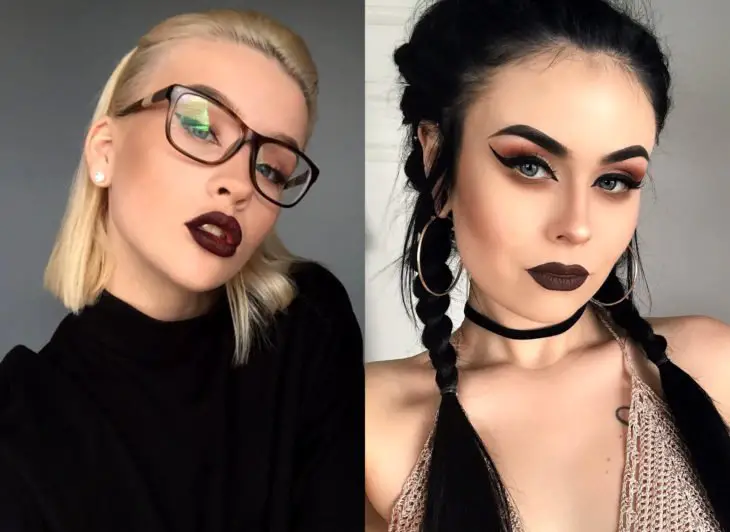 Maquiagem que será tendência em 2022 segundo o Pinterest;  lábios góticos
