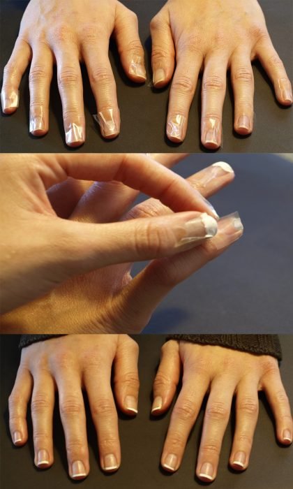 Maneiras de fazer uma manicure francesa com fita adesiva 