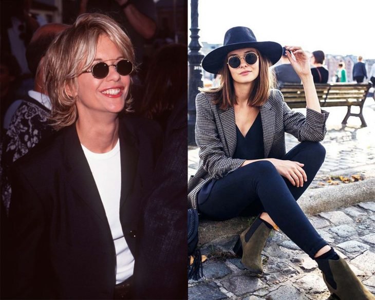 óculos redondos da moda antes e depois dos anos 90 