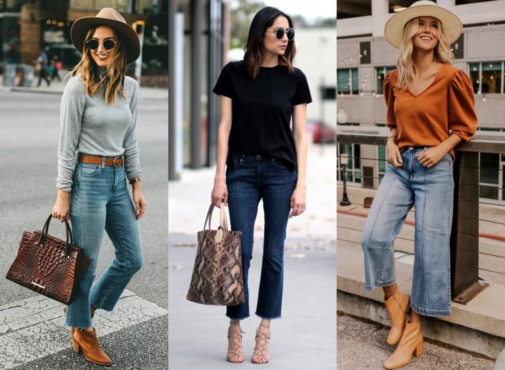 Tipos de calças para mulheres;  jeans flare cortados