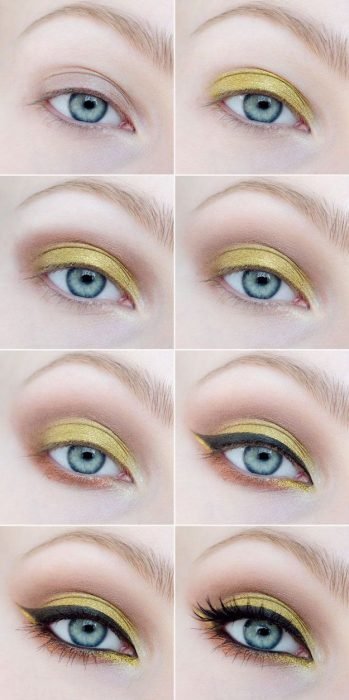 Tutorial de maquiagem para olhos amarelos com preto 