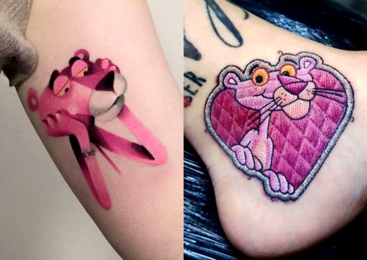 Tatuagens de desenhos animados do Cartoon Network;  A pantera cor de rosa