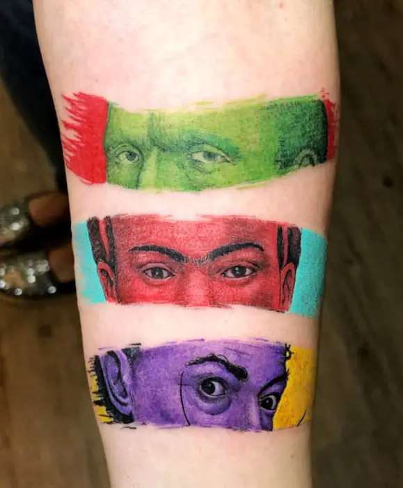 Tatuagens de Frida Kahlo, Vincent Van Gogh e Salvador Dalí