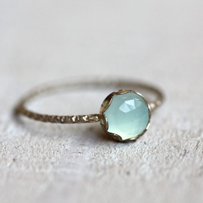 anel minimalista de pedra verde