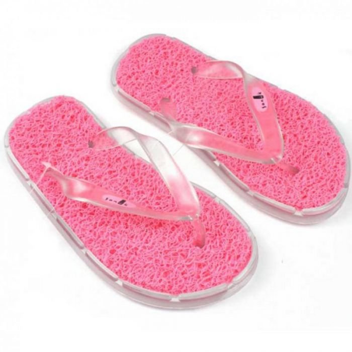 sandálias rosa com plástico