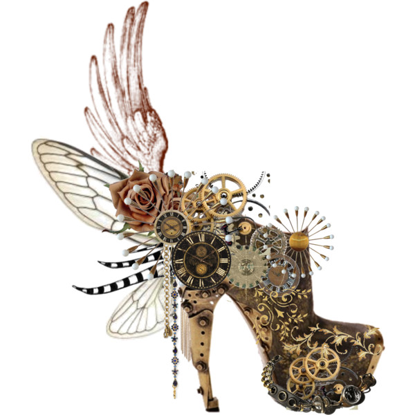 sapatos com engrenagens e asas de borboleta 