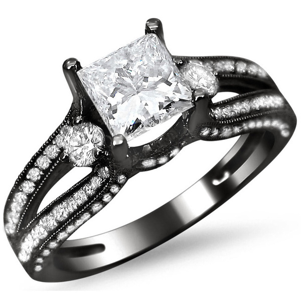 anel de noivado preto e branco