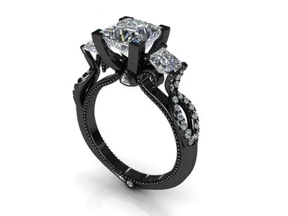 anel de noivado de pedra negra
