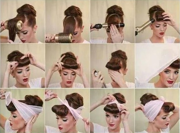 garota mostrando como colocar uma faixa de cabelo