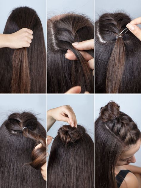 Menina fazendo um tutorial sobre como fazer um penteado simples 