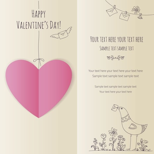 Cartões de amor para o dia dos namorados com corações 