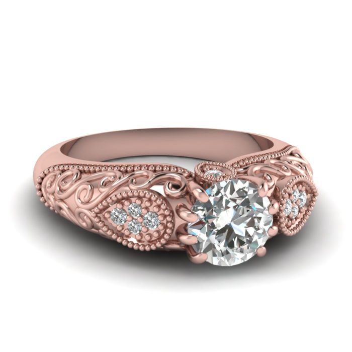 anel de noivado de ouro rosa