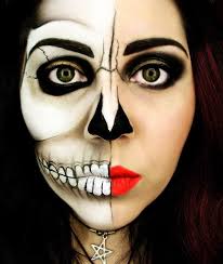 halloween-maquiagem-caveira-metade-rosto