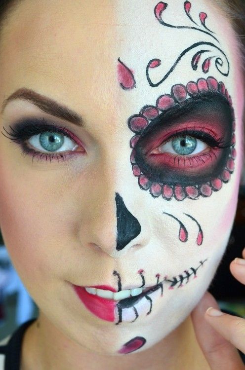 halloween-maquiagem-metade-rosto-mexicano-caveira